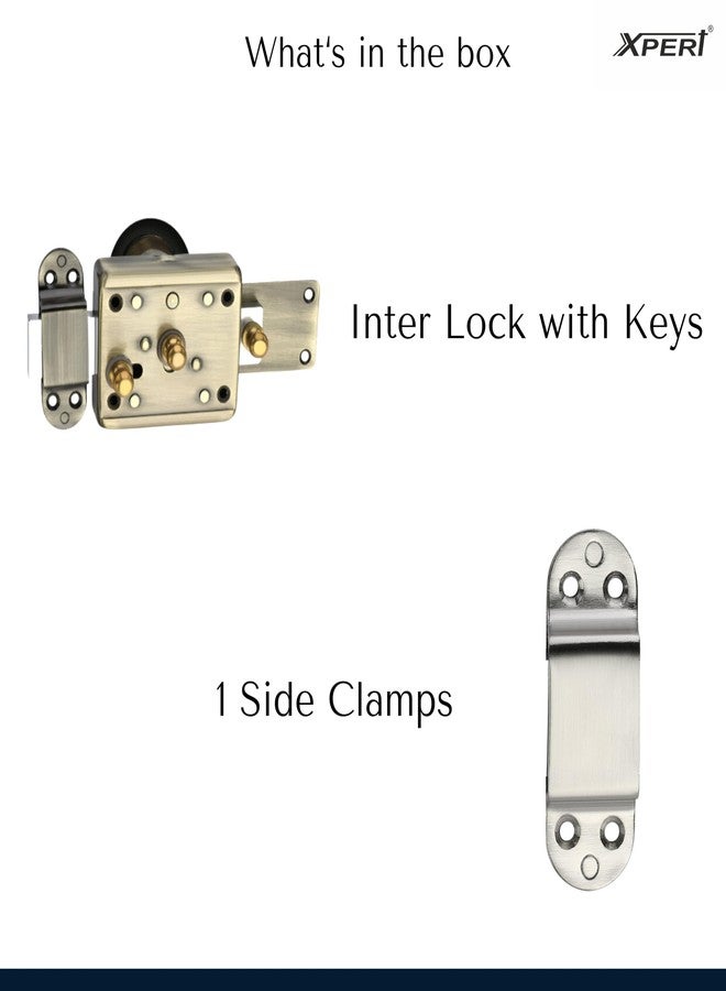 إكسبرت قفل إكسبرت إنترلوك العتيق ثلاثي الدورات للباب الرئيسي - 4 مفاتيح نحاسية فائقة النقوش، قفل باب مفرد ومزدوج مناسب للأبواب الخارجية، بالإضافة إلى أسطوانة دبوس، وقفل مدخل، وقفل مصراع، وقفل بوابة - Image 5